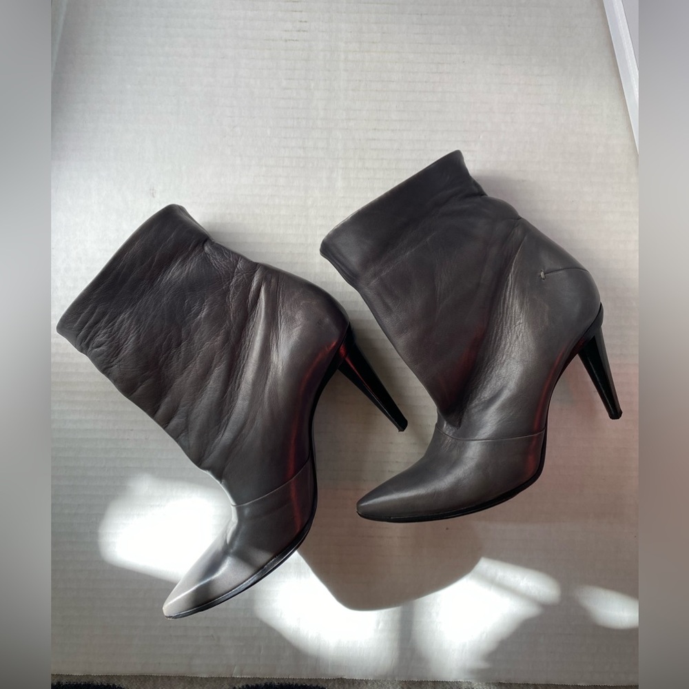 Costume National Grey Leather High Heel Booties